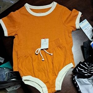 Cat & Jack Orange Baby Outfit with White Trim